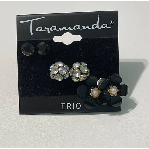 Taramanda Trio Earring Set CZ Ball‎ Studs Flowers - Picture 6 of 6